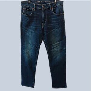 American Eagle Next Level Flex Mens Slim Straight Jeans Size 34x30 Light Blue De